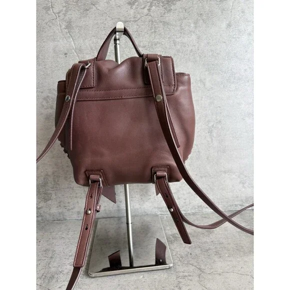 AllSaints Brown Mini Backpack 2-Way Shoulder Bag Soft Lambskin Leather - Picture 2 of 8